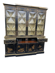 65944 Oriental KEN HILL Furniture Breakfront China Cabinet Curio with DESK