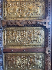 Antique Indian Brass Entry Door Pantry/Cabinet AS IS
