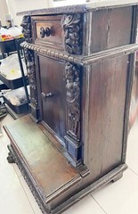 17th C Antique GOTHIC English Carved Caryatids Prayer Kneeler Desk 1660s