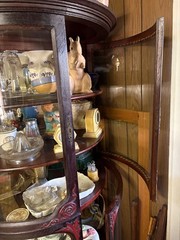 RARE Antique 1/2 Moon Mahogany Bowed 2-Door China Closet