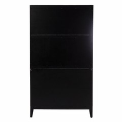Rustic Black and Light Bamboo Tall Buffet Cabinet