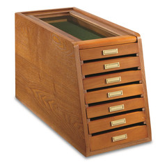 Collector’s Cabinet Display Case for Collectibles Wood 7-Drawer Storage Organize