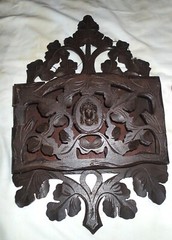 ANTIQUE VICTORIAN GERMAN BLACK FOREST CARVED LADY WOOD WALL SHELF RACK HOLDER A+