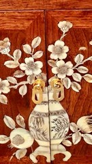 Vintage Cabinet Temple Lacquer Wooden Brass
