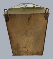 Antique Medicine Apothecary Cabinet Wall Hanging Wood Beveled Glass Khaki Green