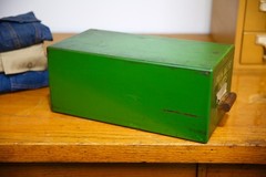 Vintage John Deere Card Catalog Cabinet Wood drawer index file box organizer