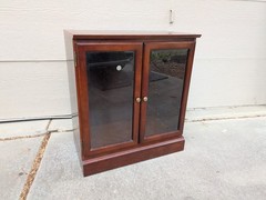 Vintage Bombay Company Mahogany Wood Cabinet with Shelves and Glass Doors H72