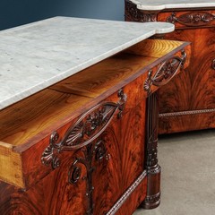 Antique Cupboards Restoration Chestnut Mahogany Marble XIX Century Originals