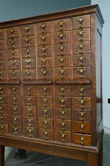 Antique Card Catalog wood drawer Library apothecary cabinet vintage oak