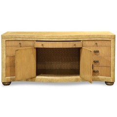 VINTAGE LATE 20TH C MAITLAND-SMITH EMBOSSED LEATHER ART DECO SIDEBOARD (AF3-132)