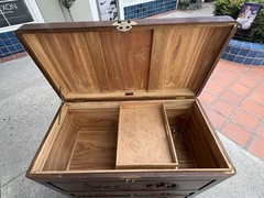 George Zee & Co. Carved Wood Cedar Chest Trunk Dresser Drawers Original Lock