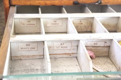 ANTIQUE J&P COATS Five Drawer Country Store Display Spool Cabinet, SOLID! NICE!!