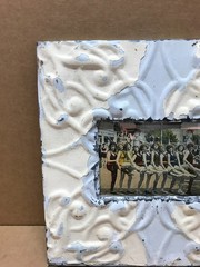 VTG 11″ Sq. Photo 4×6 Tin Ceiling Metal Shabby White Picture Frame Old 918-26B