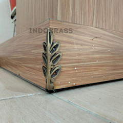Set of Vintage Solid Brass Olive leaf Box Corner Protector Decor Shelf Cabinet