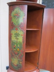 QUEEN ANNE STYLE CORNER CABINET, HAND PAINTED ,Vintage
