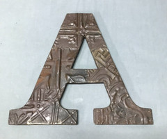 Decorative Salvage Tin Ceiling 12″ Patchwork RUST Metal VTG Letter A Old 227-25B