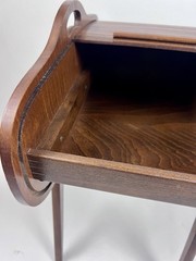 Beautiful Vintage Mid Century Modern Danish Tambour Roll Top Sewing Cabinet