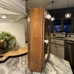 Antique Primitive Oak Wood Medicine Cabinet Shaving Mirror Wall Mounted Shelf