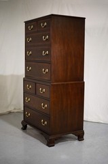 Vintage Chippendale Style Flip Top Media or Storage Unit with Faux Drawers
