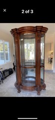 PAIR OF ANTIQUE AMERICAN OAK CHINA CURIO CABINETS C 1895. BUY 1 OR BOTH