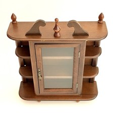 Vintage Wooden Wall Curio Cabinet Display Shelf Plexiglass Door Brown MDF 17”H