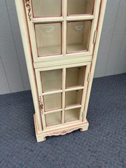 67860 Vintage French Country Curio Cabinet with Convex Glass Panels