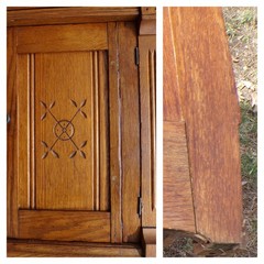 Antique Oak Chest Commode Washstand Dry Sink Country Farmhouse Cabinet