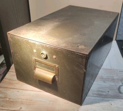 Vintage RONEO Metal File Drawer Cabinet Box Index File Cards military Office