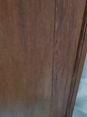 French Louis XV Oak Display China Cabinet Display Hutch with Beveled Glass 1900s