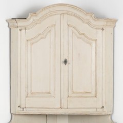 Antique White Painted Corner Cabinet Cupboard, Sweden circa 1840-60