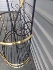 Vintage French Bakers Rack 3 Tier Scrolling Wrought Iron and Brass Etagere