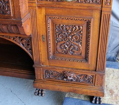 Antique Highly Carved Victorian Oak Sideboard – original finish