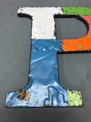 Decorative Salvaged Tin Ceiling 12″ Patchwork Mix Color Letter P Metal 356-25B