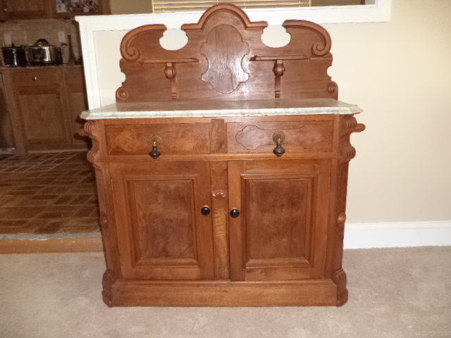 Antique Victorian Marble Top Wash Stand w/ Backsplash and Towel Bars 1875-1899