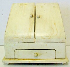 Antique Handmade White Slanted Wooden Two Door One Drawer Stationery Cabinet