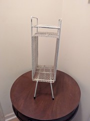 1960’s Vintage Phone Stand. Punched metal. GC.