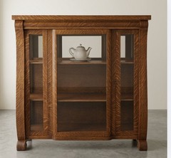 Antique Mission Oak Curio Display Cabinet