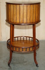 ANTIQUE VICTORIAN 1880 MAHOGANY CUT GLASS CRYSTAL SPINNING DRINKS CABINET TABLE