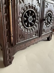 Antique Breton Miniature Buffet Au Deux Corps Cabinet, C1900