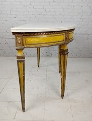 18th century Italian Demilune Marble top painted Console table