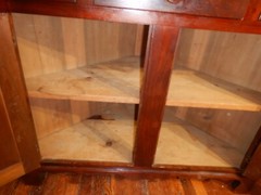 Antique Corner Cupboard Cabinet Walnut Divided Glass Door