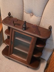 Antique/Vintage Dark Wood Curio Wood Curio Cabinet Wall mount or tabletop