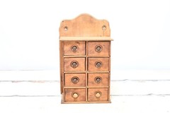 Vintage/Antique Primitive Tabletop Or Wall Spice Cabinet Drawers Chest 8 Drawer