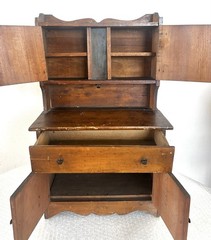 18″ TALL SALESMAN SAMPLE MINIATURE Wood HOOSIER CABINET Antique Vintage RARE