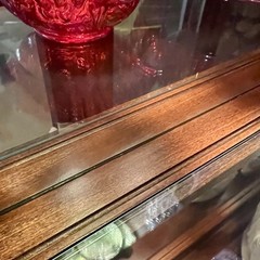 Large Mahogany Breakfront China Hutch Cabinet~Lighted~Mirrored Back~2-Piece