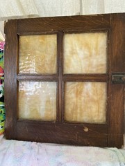 Antique Wood cabinet door Craftsman slag glass Primitive Hoosier architectural