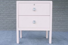 Mid Century Deco Pink Simmons Furniture Metal Two Drawer Cabinet
