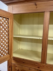 LARGE PINE FOUR-DOOR LARDER CUPBOARD