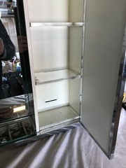 Mid Century Recessed Double Door Shadow Box Medicine Cabinet Mirror Old 1950-24B