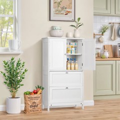 43.5″ Multi-Purpose Storage Cabinet with Adjustable Shelves, 2 Drawers White